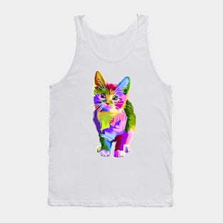 CUTE KITTY CAT COLORFUL ANIMAL Tank Top